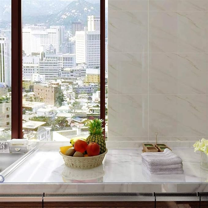 NECAUX Custom 24 x 87 Inch Clear Table Cover Protector, 1.5mm Thick Water Resistant Plastic Non-Slip Protective Table Pad Decorative Tablecloth for Dining Table, Trainning Table, Conference Table