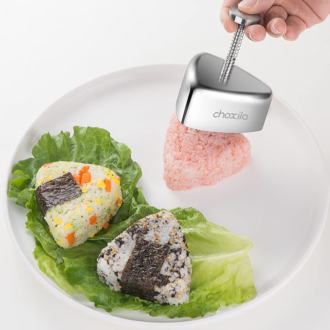 choxila Onigiri Mold, Stainless Steel Rice Ball Mold Sushi Maker, Classic Triangle Spam Musubi Mold for Kids Lunch Bento and Home DIY