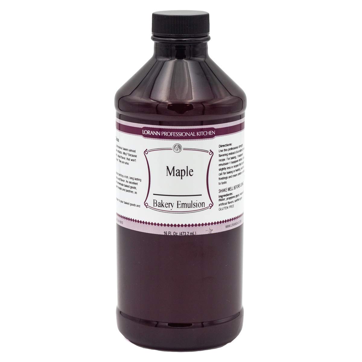 LorAnn Oils Maple Bakery Emulsion: True Essence, Ideal for Boosting Fruit Tones in Cakes, Cookies & Desserts, Gluten-Free, Keto-Friendly, Extract Substitute Essential for Your Kitchen, 16 Oz