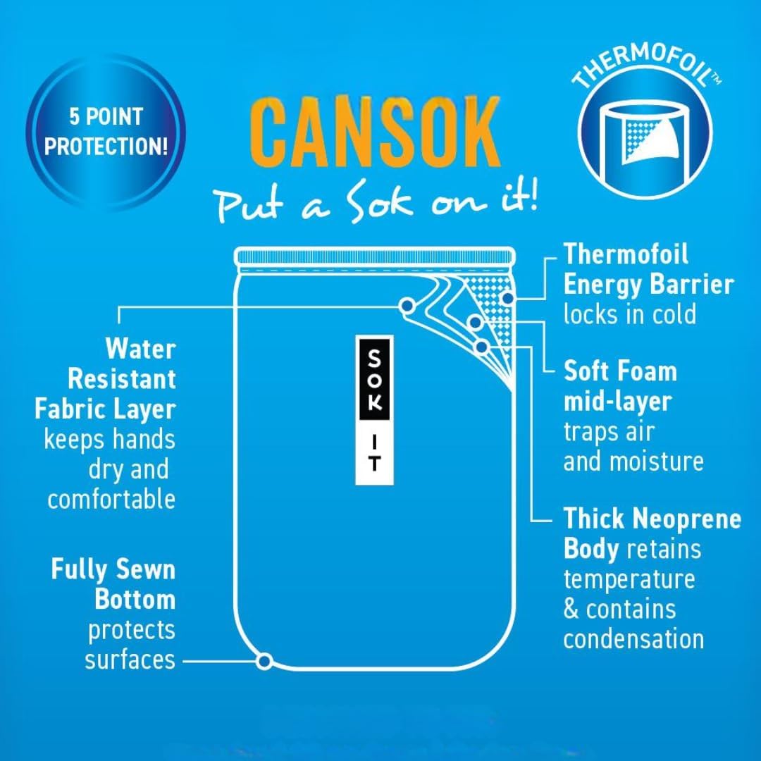 Sok It CanSok Sleeve for Beer & Soda Insulated Neoprene Cover (Night Flight, 12oz Slim Can Sleeve)