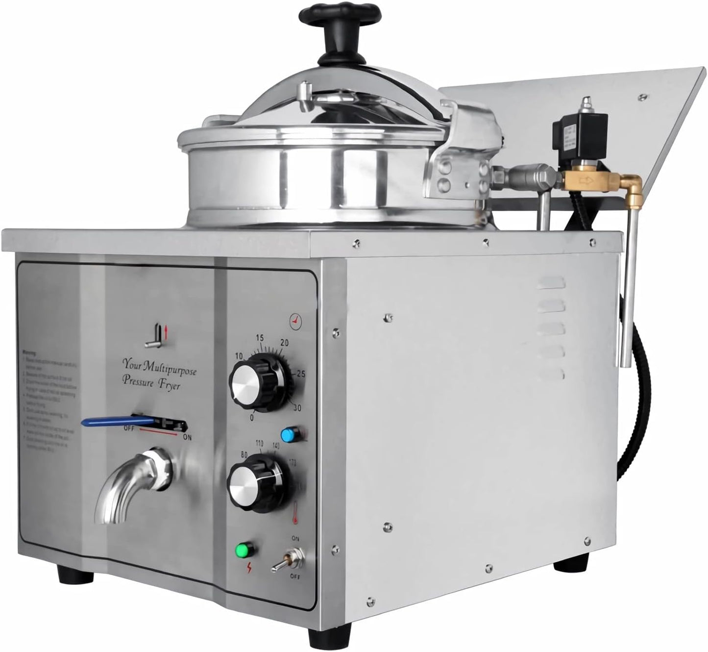 INTSUPERMAI 16L Commercial Electric Pressure Fryer Stainless Steel Countertop Pressure Fryer Electric Fried Chicken Stove Professional Tabletop Restaurant Kitchen Frying Machine 110V 2.4KW