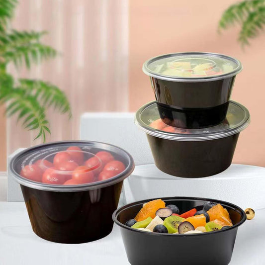 100pc 26 Oz Meal Prep Containers disposable, Plastic Food Take Out Containers With Lid, Take Out Containers Disposable, Reusable food storage containers Round Box，Microwave Freezer Dishwasher Safe