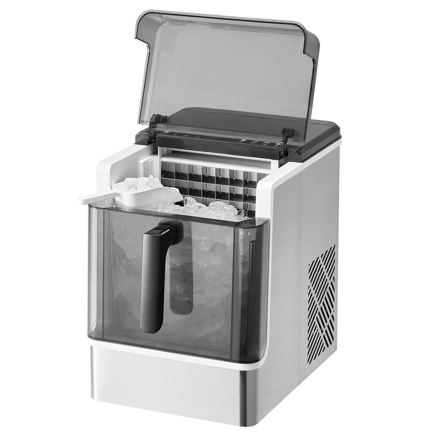 VEVOR Countertop Ice Maker, 32 Cubes Ready in 15 Mins, 46lbs in 24Hrs, Self-Cleaning Portable Ice Maker with Convenient Ice Transfer, Ice Machine with 3 Sizes Ice Cube for Home Kitchen Office Party