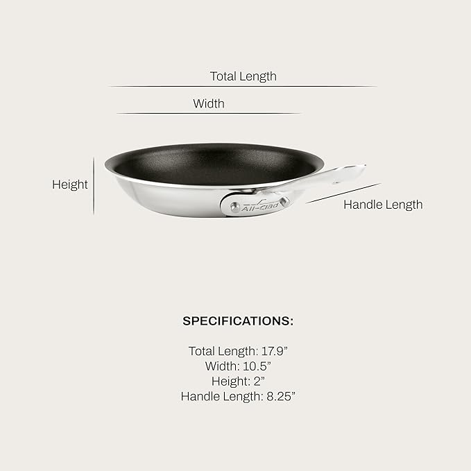 All-Clad D3 Pro Nonstick 3-ply Bonded Cookware, Fry Pan, 10 inch