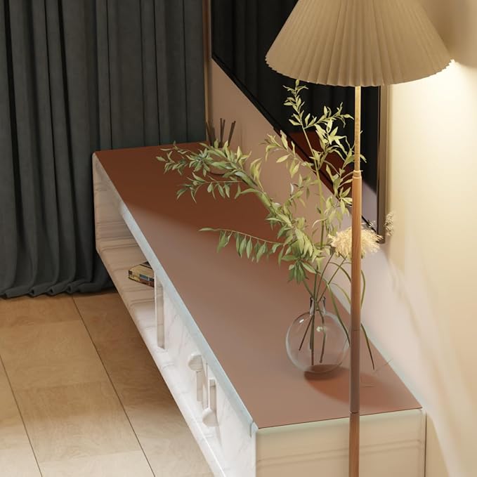 Leather Desk Mat,1.8mm Thick,16x54 Inch Desk Cover,Desk Protector Mat,Dresser Cover Top,Table Cover Rectangle,End Table Cover,Coffee Table Cover Rectangle(Brown+Gray,16x54)