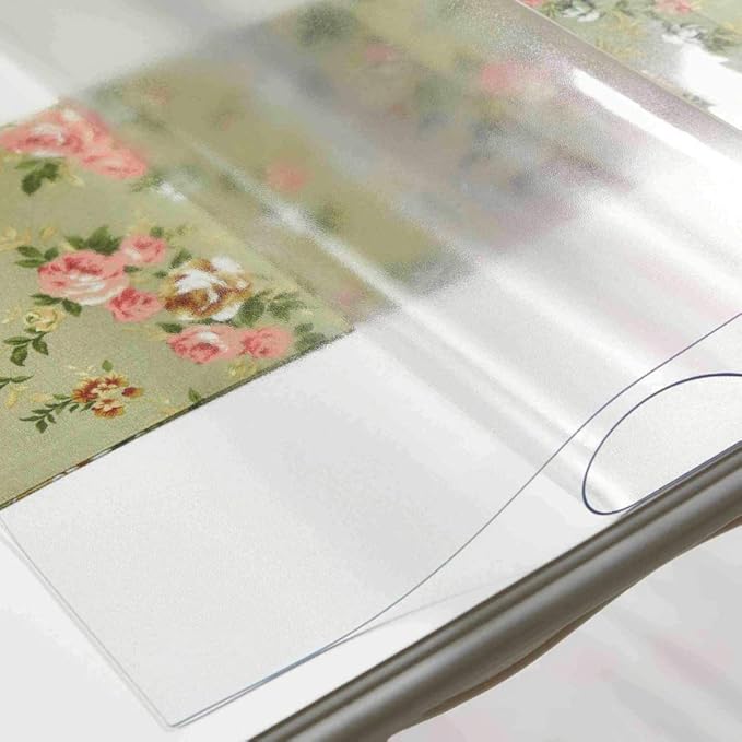 NECAUX Custom 52 x 52 Inch Frosted Table Cover Protector, 1.5mm Thick Plastic Square Waterproof Heavy Duty Desk Pad Mat Non-Slip Tablecloth Protector for Coffee Table Sofa Table Media Stand Countertop