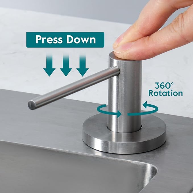 Gappo Upgraded Soap Dispenser for Kitchen Sink Brushed Nickel, Stainless Steel Countertop Pump, Built in Sink Soap Dispenser with 47" Extension Tube kit