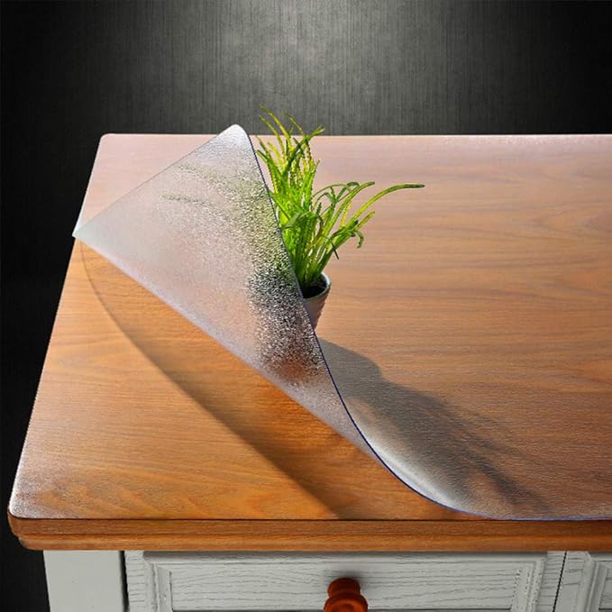 NECAUX Custom 16 x 42 Inch Frosted Desk Cover Protector, 1.5mm Thick Plastic Heavy Duty Table Pad Desk Mat Desk Protector for Office Computer Writing Desk, Sofa Table, Media Stand, Coffee Table