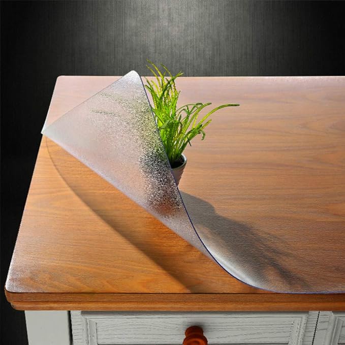 NECAUX 24 x 48 Inch 1.5mm Thick Frosted Table Protector, Rectangular Durable Oil Proof Water Resistant Crystal Soft Tabletop Cover Protector Plastic Pad for Dinning Room Coffee Writing Table