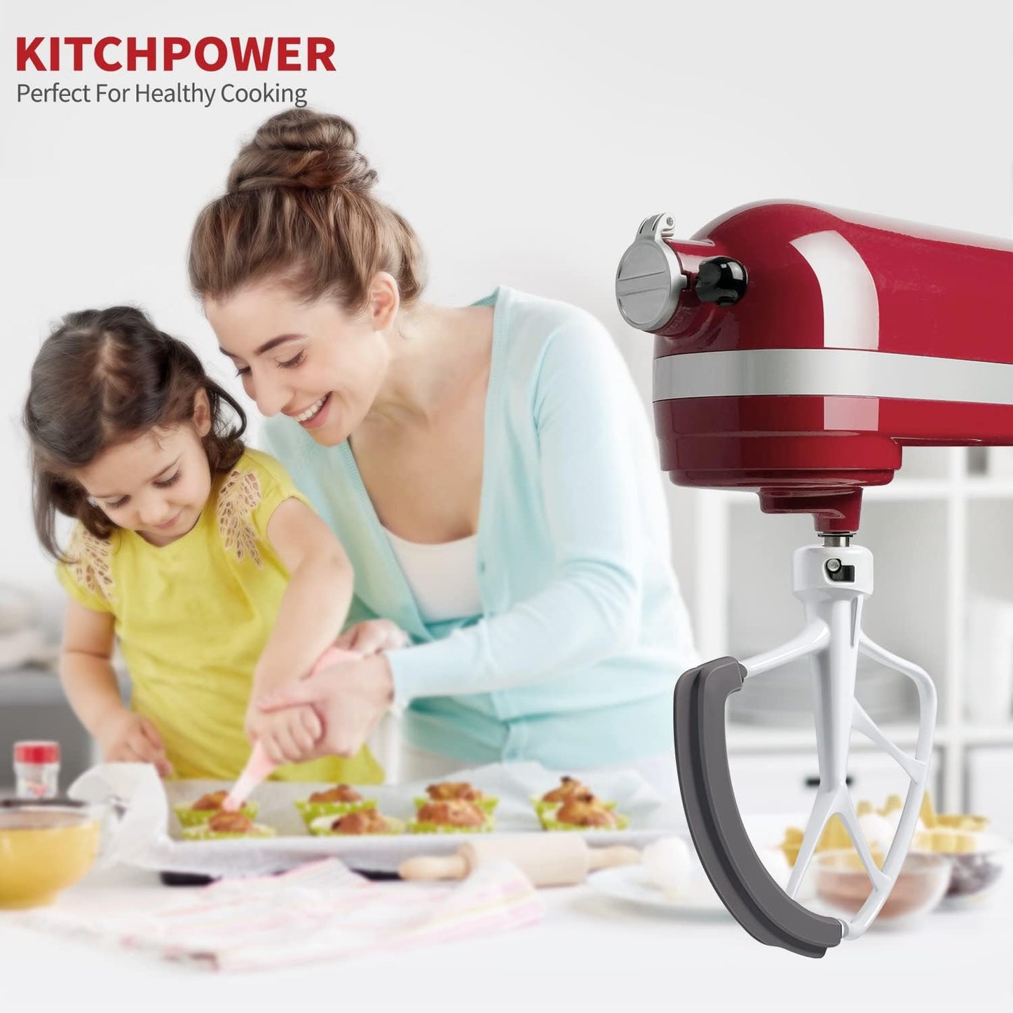 6 Quart Flex Edge Beater for Bowl-Lift Stand Mixers, Paddle Attachment Mixer Accessory