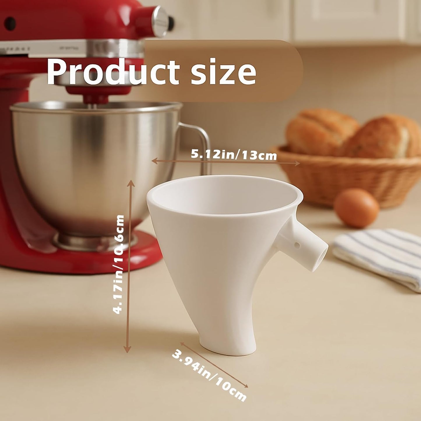 Flour Funnel for Kitchen Aid Stand Mixer, Plastic Funnel with Easy-Pour Attachment Fits KSM150 5-Quart Tilt-Head Mixers, Mess-Free Baking Accessory for Flour, Sugar, and Egg Liquid (PURPLE1PCS)
