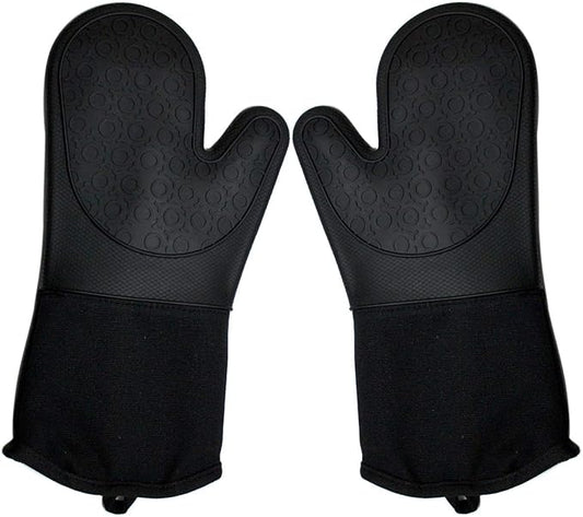 DoMii Professional Silicone Oven Mitts Baking Gloves Elbow Length Heat Resistant Quilted Gloves 2-Pack 14.2" Y