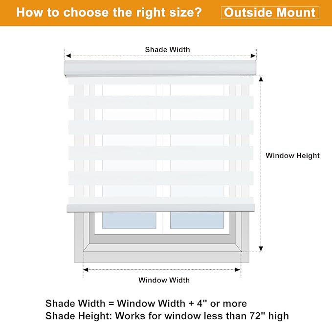 Persilux Cordless Zebra Blinds for Windows (45" W X 64" H, White) Free-Stop Roller Windows Shades Dual Layer Light Control for Day and Night, Light Filtering Sheer Shades for Home, Easy to Install