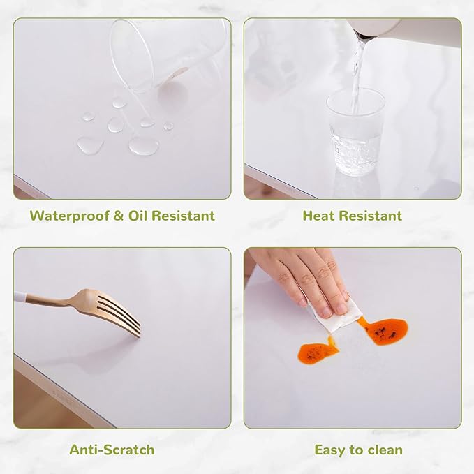 36 x 60 Inch Clear Table Cover Protector, Clear Table Protector for Dining Room, 1.5mm Plastic Table Cover, Waterproof Table Pad for Kitchen, Office