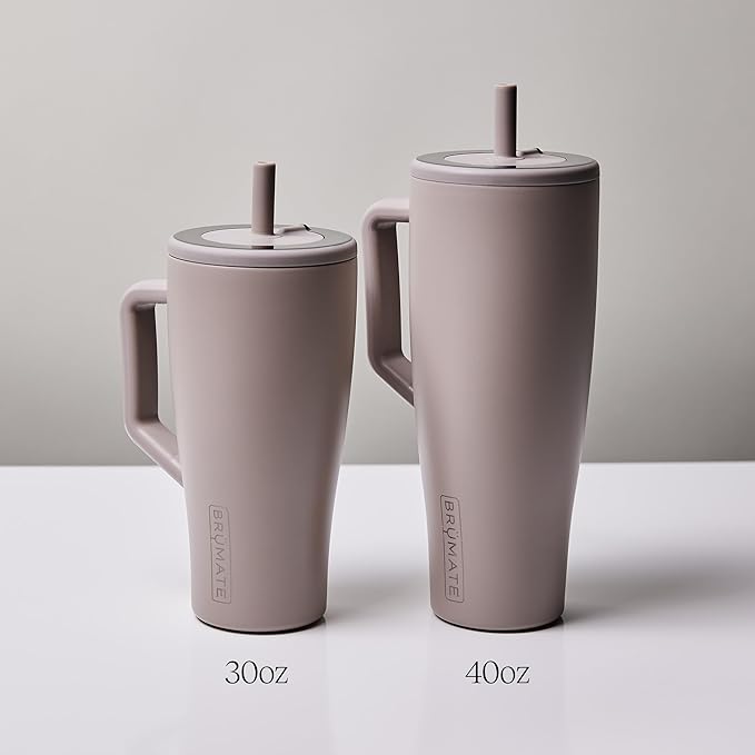 BrüMate Era 30 oz Tumbler with Handle and Straw | 100% Leakproof Insulated Water Bottle Tumbler with Lid and Flexible SoftSip Straw | Made of Stainless Steel | Cup Holder Friendly | 30oz (Rose Taupe)