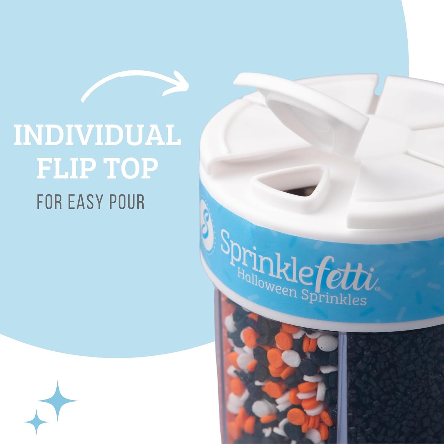 Sweets Indeed Sprinkles 6 Cell Edible Sprinkle Mix Jimmies Perfect for Cake Decorations Baking Ice Cream Cookies Cupcake Topper (Halloween)