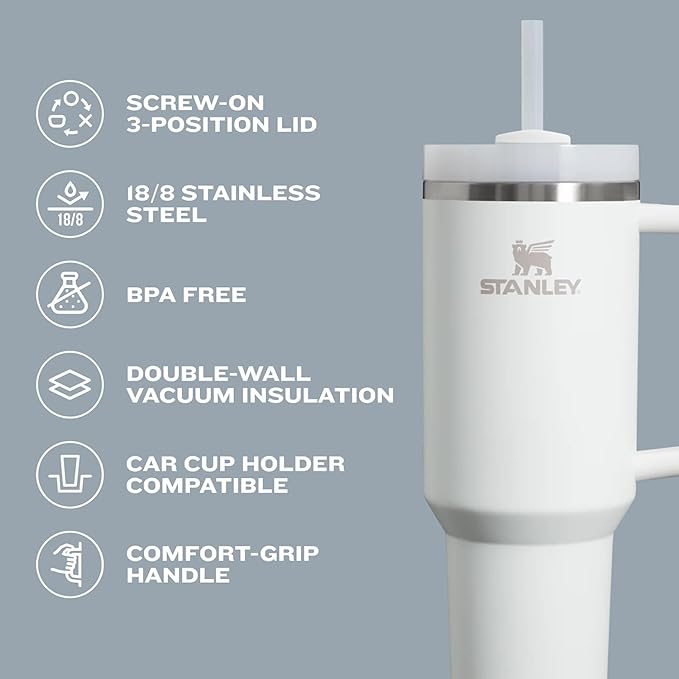 STANLEY Quencher H2.0 Tumbler with Handle and Straw 40 oz | Flowstate 3-Position Lid | Cup Holder Compatible for Travel | Insulated Stainless Steel Cup | BPA-Free | Cobalt