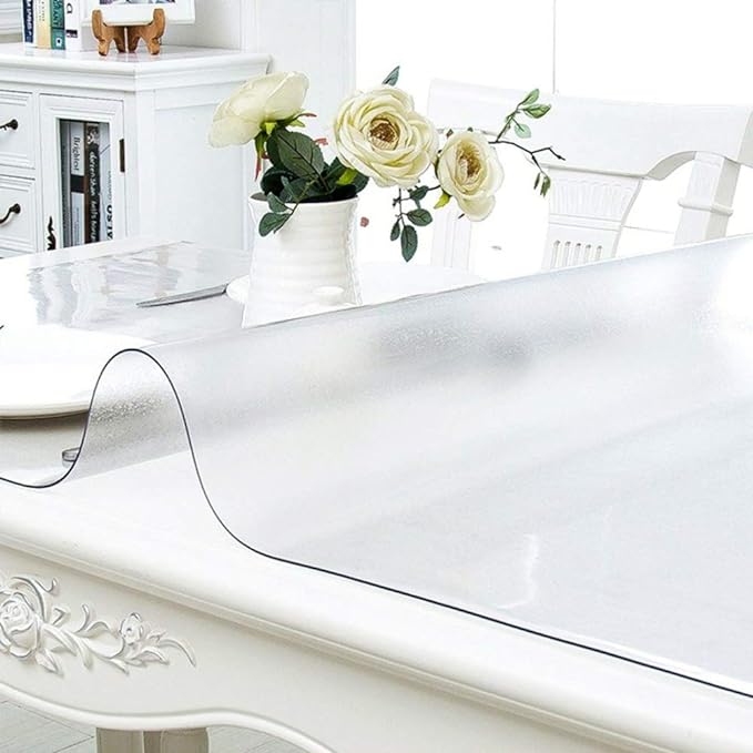 NECAUX Custom 18 x 63 Inch Frosted Table Cover Protector, 1.5mm Thick Plastic Waterproof Heavy Duty Table Pad Desk Mat Desk Protector for Computer Writing Desk, Console Table, Media Stand, Countertop