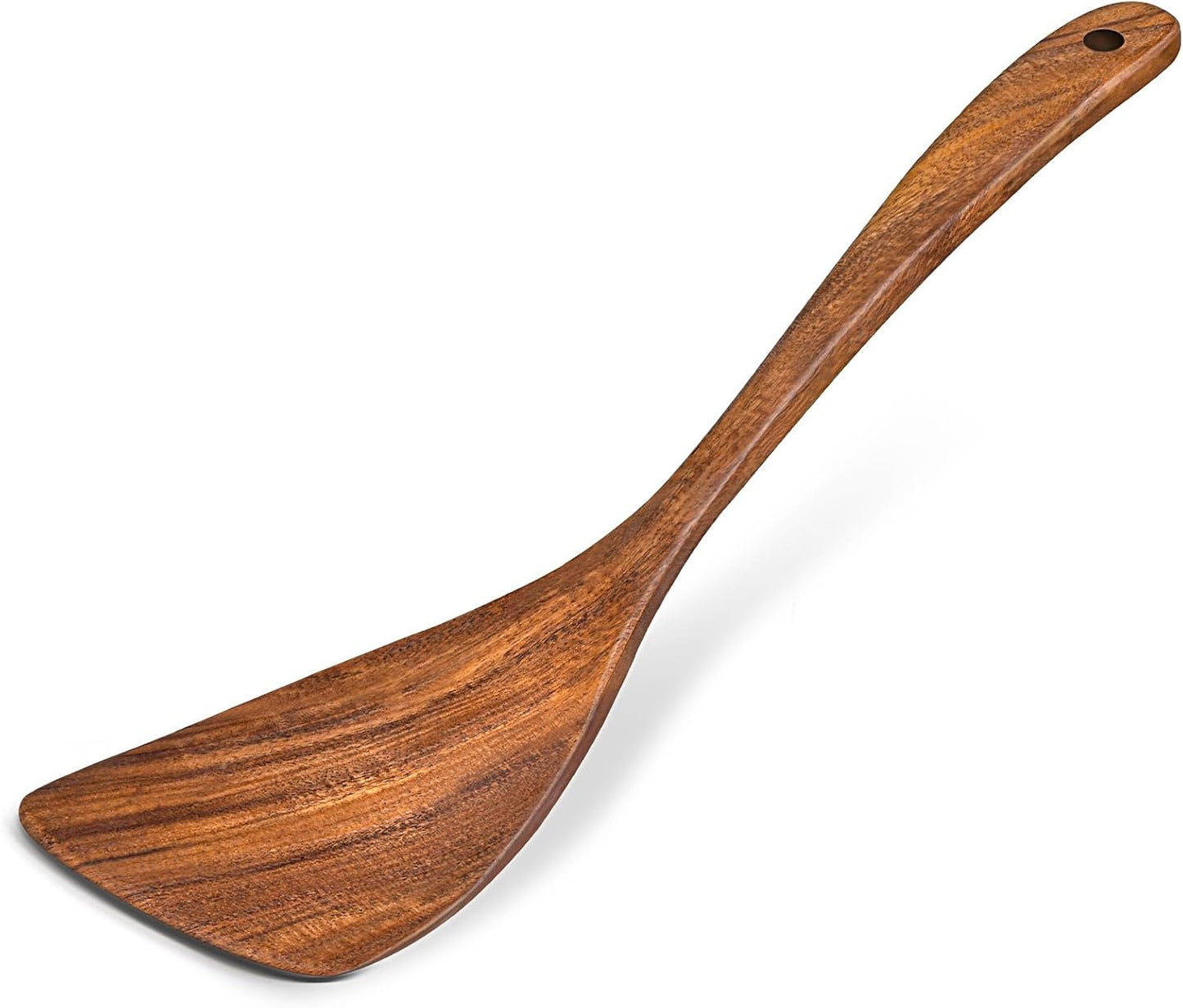Wooden Spatula for Cooking, Acacia Wood Flat Frying Spatulas, Long Handle Spatula Turner for Non Stick Pans, Non-Scratch, Wooden Kitchen Utensils for Cooking, Frying, Baking
