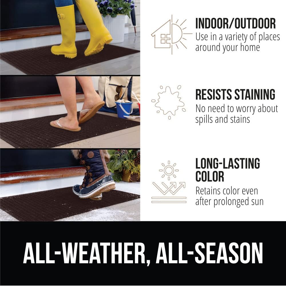 GORILLA GRIP Front Door Mat, Indoor Outdoor Ultra Absorbent HydroAbsorb Doormat, Absorbs Up to 1.7 Cups of Water, Stain and Fade Resistant, Rubber Backing Doormats, Captures Dirt, 29x17 Coffee