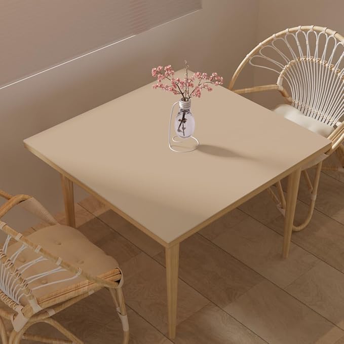 Desk Cover Protector - Used for Square Table Waterproof and Easy to Clean Good Flatness Easy to Used for Dining Table(Light Brown+Gray 44x44)