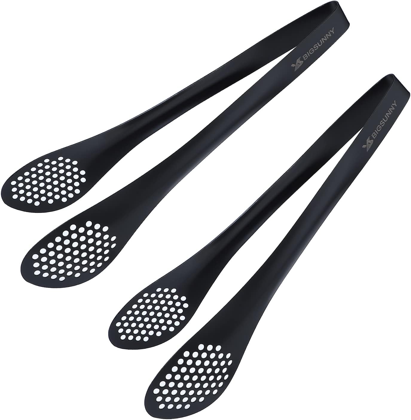 MSY BIGSUNNY Stainless Steel Buffet Tongs - Heavy Duty Kitchen Food Tong for Cooking and Serving (Black - 11" Serving Tongs)