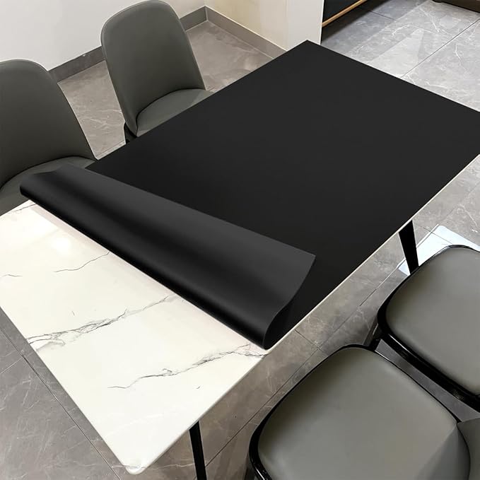 Dining Table Protector Pad - 42x76 Inch Waterproof Easy to Clean Can Conceal Flaws Protector The Table Top from Scratches Used for Dining (Black+Black 42x76)