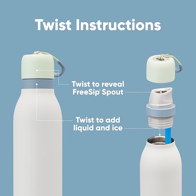 Owala FreeSip Twist Insulated Stainless Steel Water Bottle with Straw for Sports and Travel, BPA-Free, 24-oz, Fruit Punch