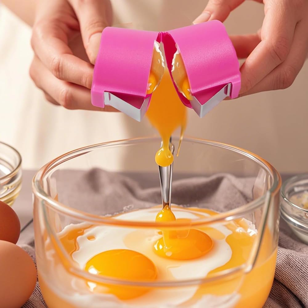 Egg Shell Opener Remover, Eggs Peeler Separator for Boiled and Raw Eggs, Stainless Steel Eggshell Cutter Kitchen Tools for Cooking and Breakfast Prep (Orange, 1 Pcs)