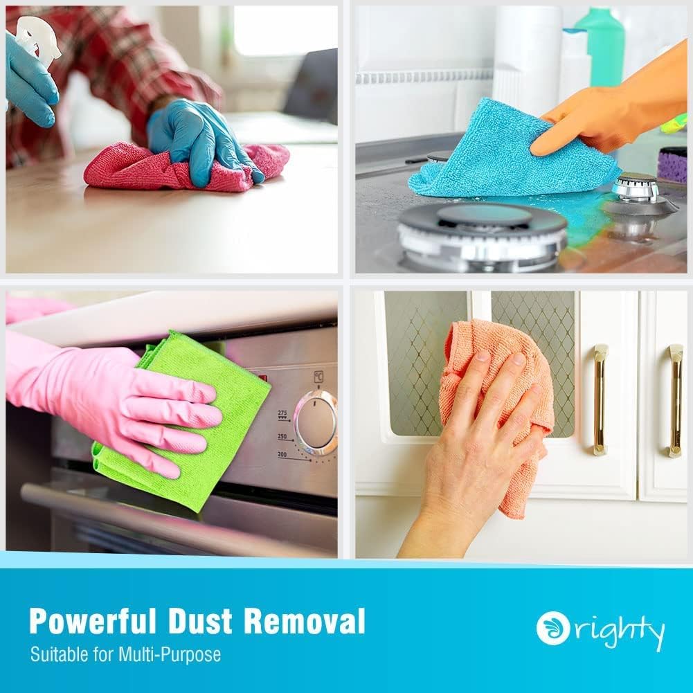 Orighty Cleaning Cloths Pack of 60, Highly Absorbent Microfiber Cleaning Supplies, Lint Free Cloths for Multiple-use, Powerful Dust Removal Clean Rags for House, Kitchen, Car Care(12x12 inch)