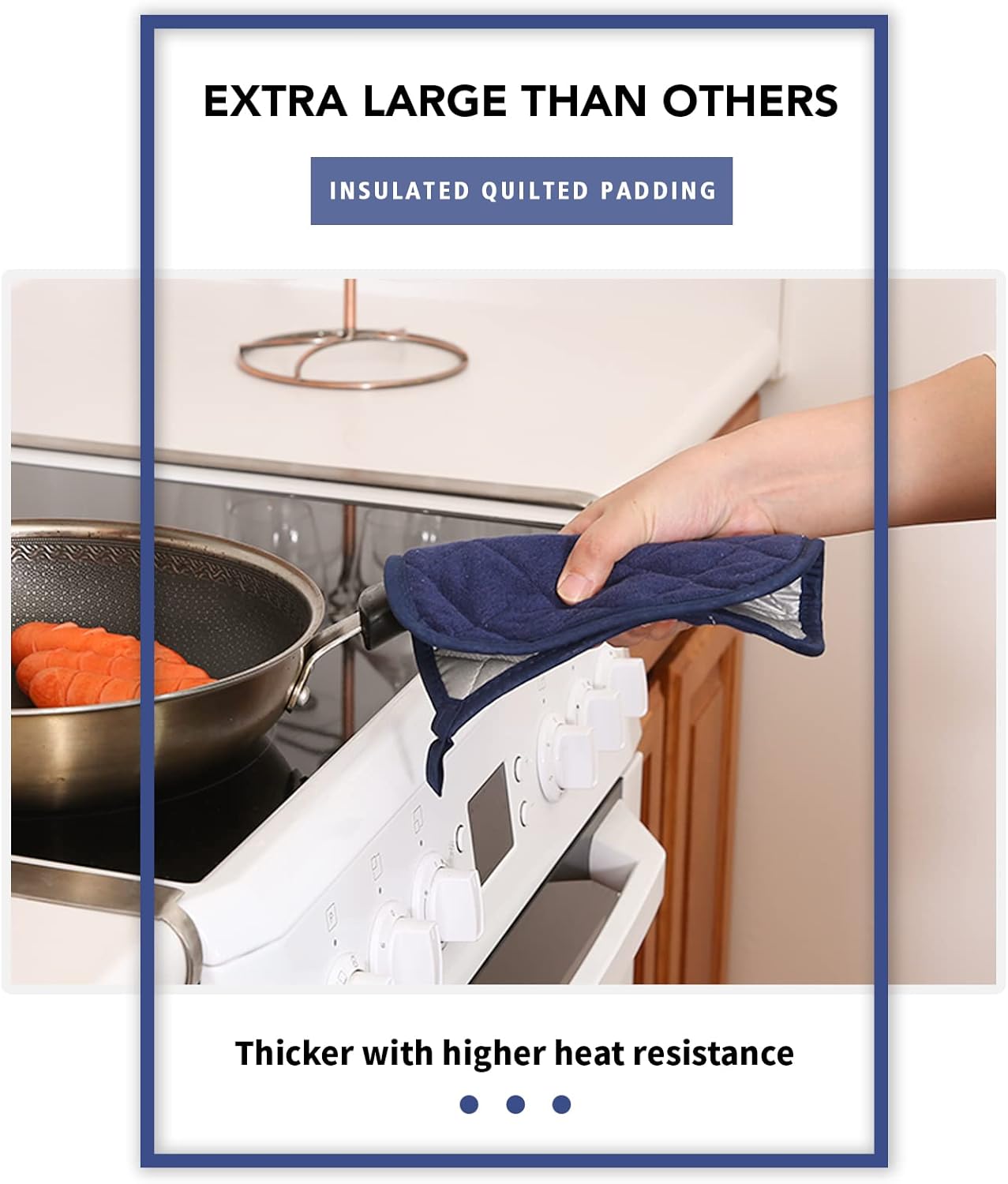 Joyhalo 4 Pack Pot Holders for Kitchen,Cotton Oven Holder with Great Heat Resistance,Non Slip Hot Pads for Kitchen Clearance,Dark Blue