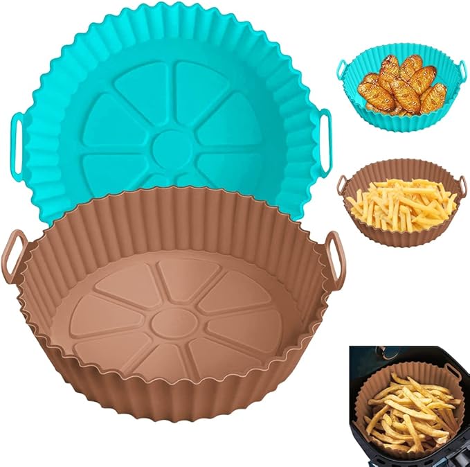Air Fryer Silicone Liners for Ninja Air Fryer AF101 4 QT AF150 AF161 5.5 QT MAX XL, for COSORI/Gourmia/PowerXL/InstantPot/Philips 4QT and Most 3 to 5 QT Airfryers, Better than Parchment Paper Liners