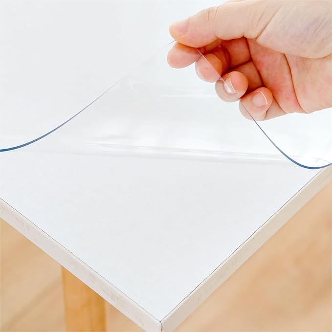 28 x 72 Inch Clear Table Cover Protector, Clear Table Protector for Dining Room Table, 1.5mm Plastic Table Cover, Waterproof Table Pad for Kitchen, Office