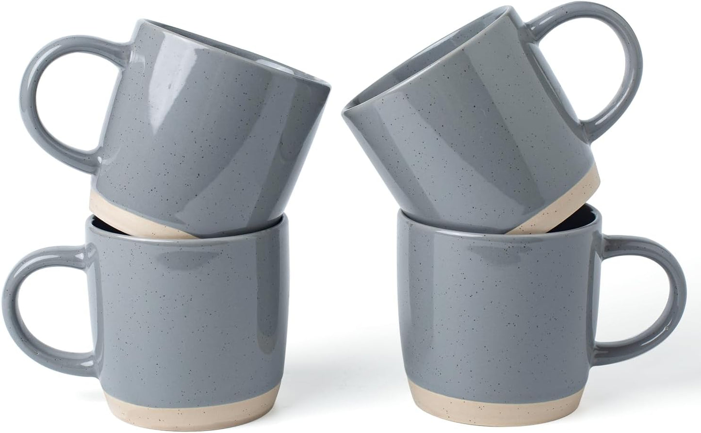 famiware Coffee Mugs for 4, 12 oz Mug Set, Drinking Cup with Handle for Coffee, Tea, Cocoa, Milk, Milkyway serise, Dark Gray