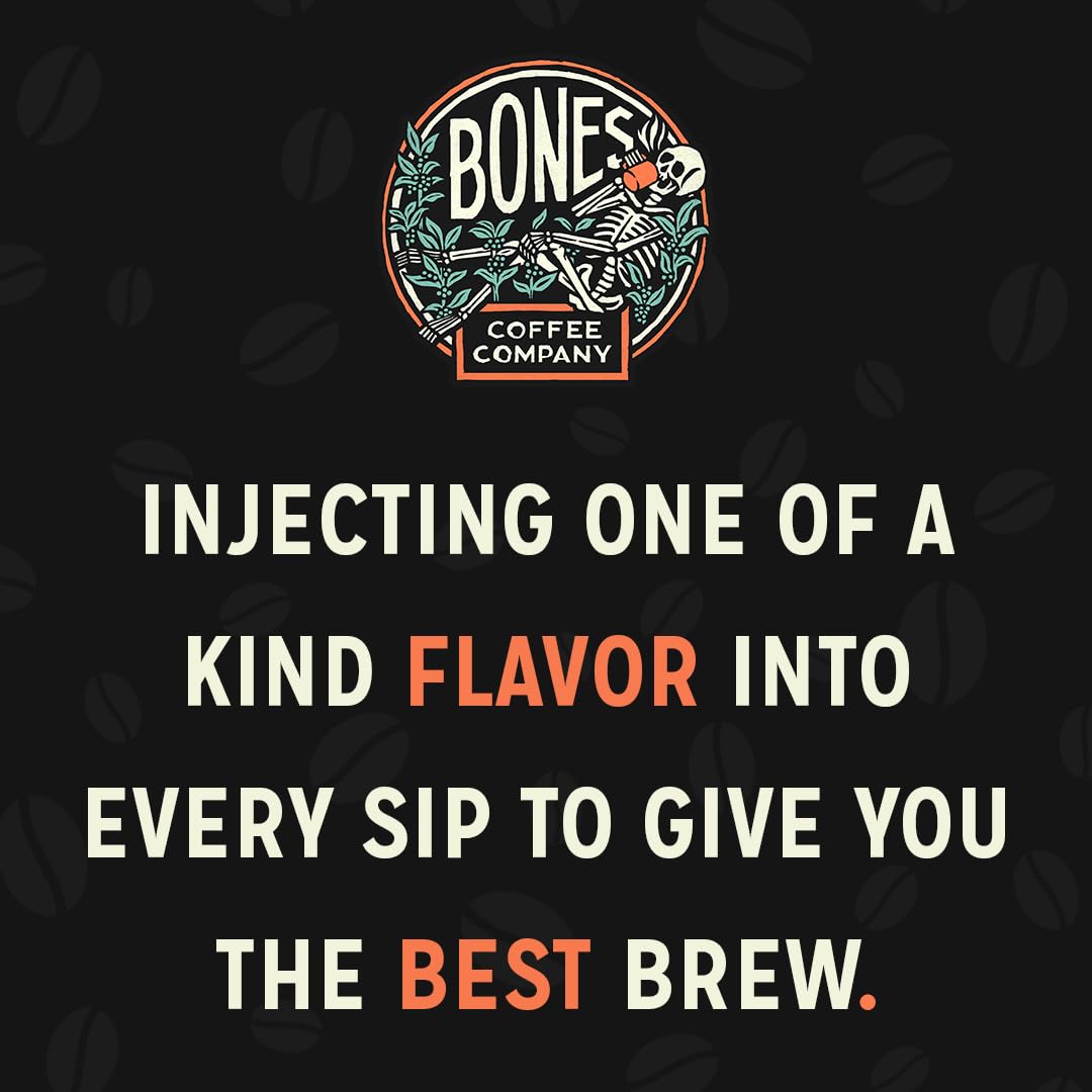 Bones Coffee Company The Nightmare Before Christmas Pumpkin King Flavored Coffee Beans, Whole Bean Coffee Medium Roast Low Acid, Pumpkin Pecan Praline Flavor (12 oz)