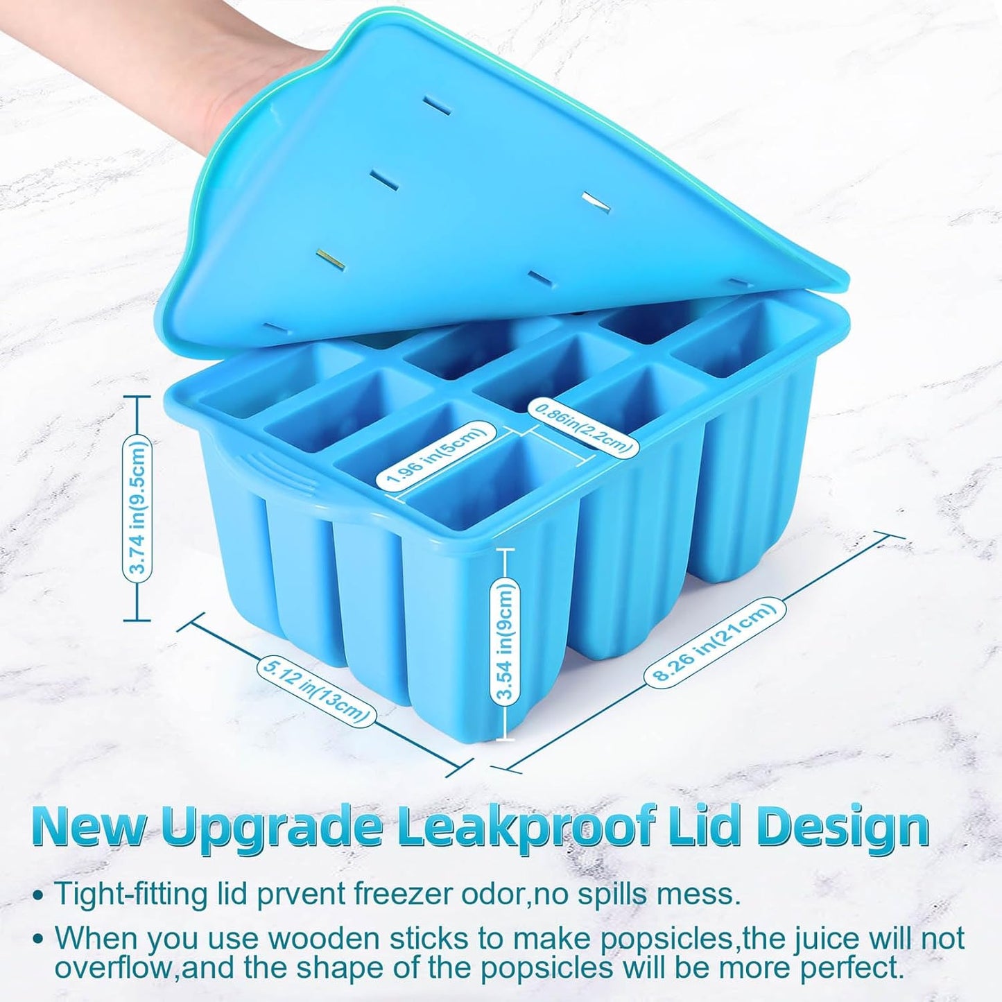 Silicone Popsicles Molds,Ice Pop Cream Mold Set Homemade Toddler Popsicle Maker For Kids Para Paletas De Helado Kulfi BPA Free, with 50 Sticks, 50 Bags,50 wire Ties (Blue)