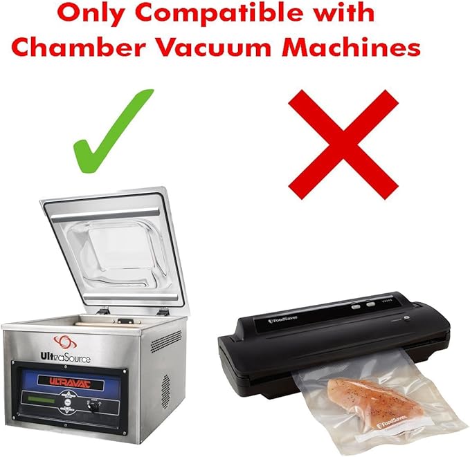 UltraSource - Chamber Machine Pouches 3 Mil Thickness, 8" x 12", Pack of 1000 Vacuum Chamber Pouches, BPA-Free Pre-Cut Chamber Vacuum Sealer Bags with tear notch