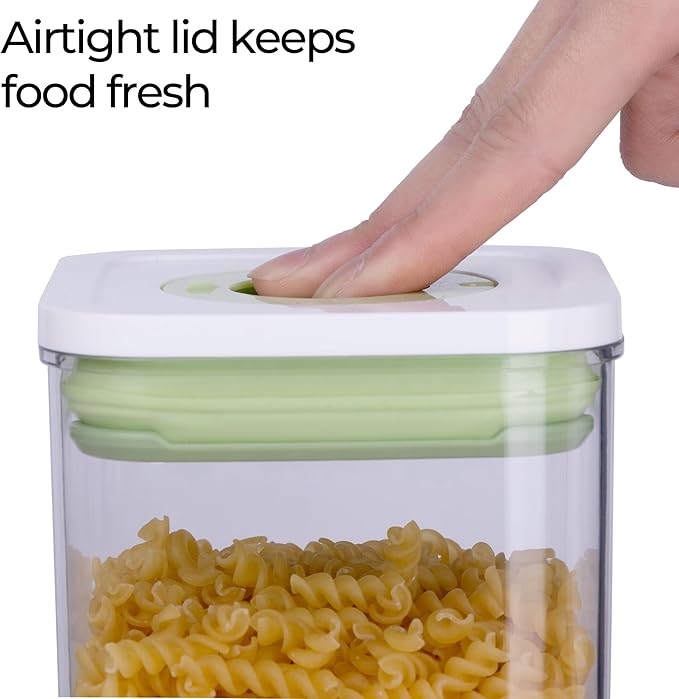 linoroso Pop Airtight Food Storage Containers with Date Recording Lids, Stackable Plastic Storage Containers Set of 5, Dry Cereal Container Set for Pantry Countertop Fridge Organization