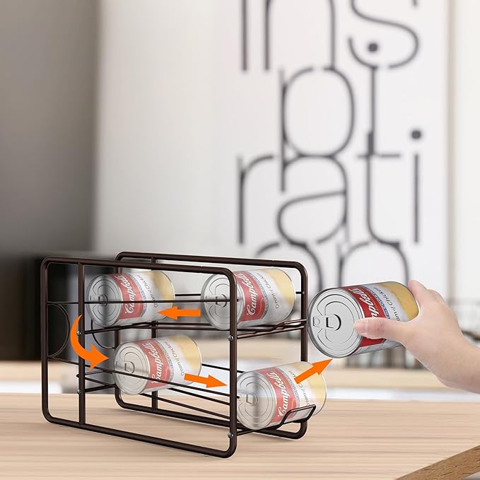 MOOACE 4 Pack Can Dispenser Rack, Stackable Can Storage Organizer Holder for Canned Food Kitchen Cabinet Pantry Countertop, Bronze