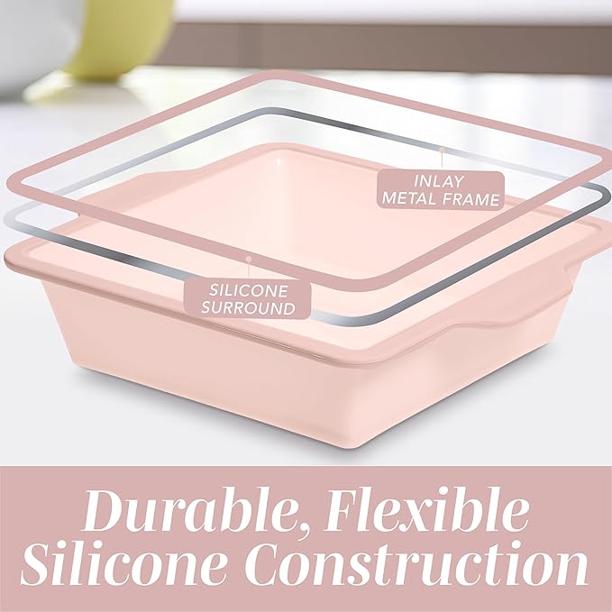 COOK WITH COLOR 17 Pc. Silicone Baking Pan Set - Non-Stick & Easy Clean Silicone Muffin Pans for Baking with Sturdy Metal Frame for Stability, Flexible Cake Molds, Includes Measuring Cups and Spoons