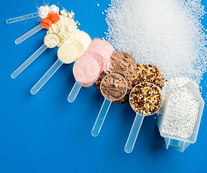 Plastic Measuring Scoop, 1.5 Tablespoon (23 cc | 23 mL) Long Handle Spoons for Powders, Granules, Coffee, Pet Food, Baking Supplies, Protein and Other Dry Goods, BPA Free (Set of 5)