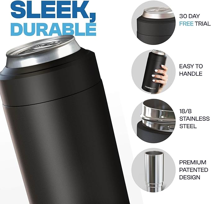 Frost Buddy Universal Can Cooler - Fits all - Stainless Steel Can Cooler for 12 oz & 16 oz Regular or Slim Cans & Bottles - Stainless Steel (Buttercream)