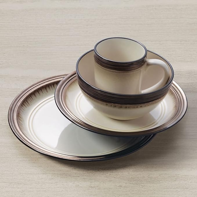 Gourmet Basics by Mikasa Bailey 16 Piece Dinnerware Set, Service for 4, Cream