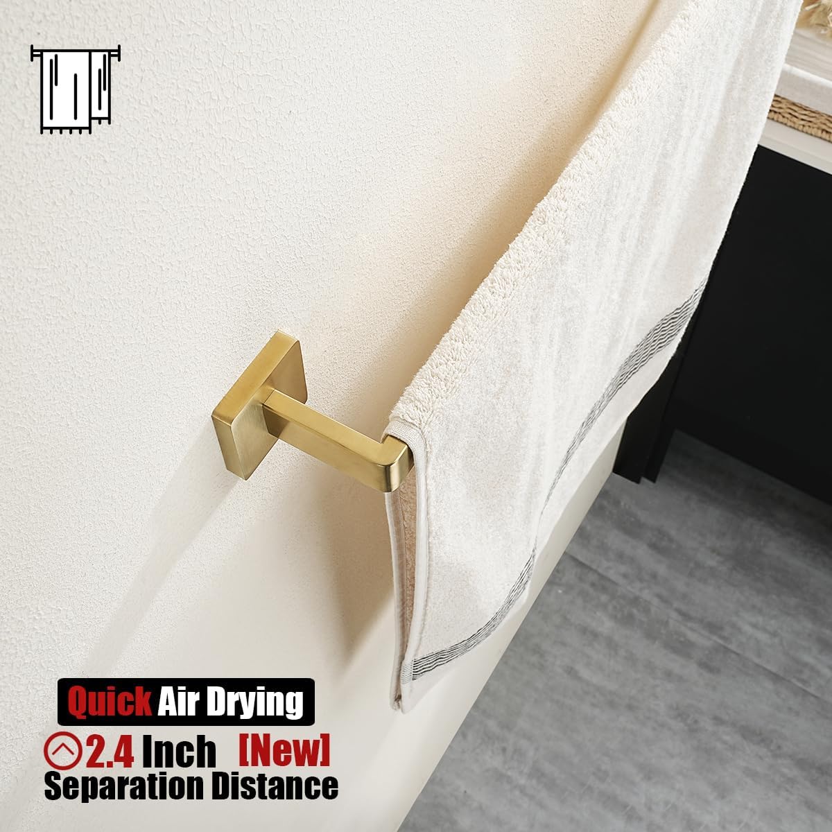 JQK Gold Towel Bar, Rounded Edges 29.41 Inch Towel Rack, 304 Stainless Steel Bathroom Wall Mount, Useable Length 27 Inch, TB250L27-BG