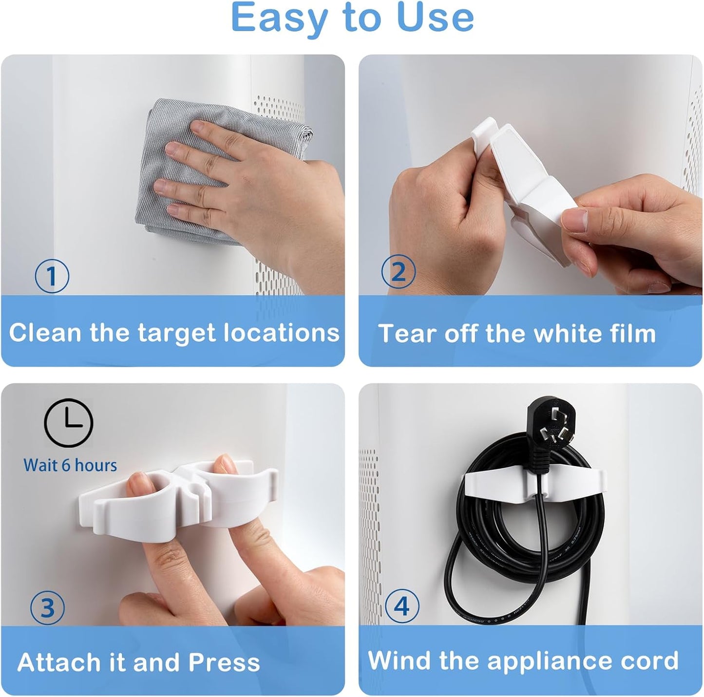 Upgraded kitchen appliance cord organizers Stick On Appliance Wire Organizer, Cord Organizer for Appliances Wire Wrapper for Kitchen Appliances Mixers, Coffee Maker, Pressure Cooker