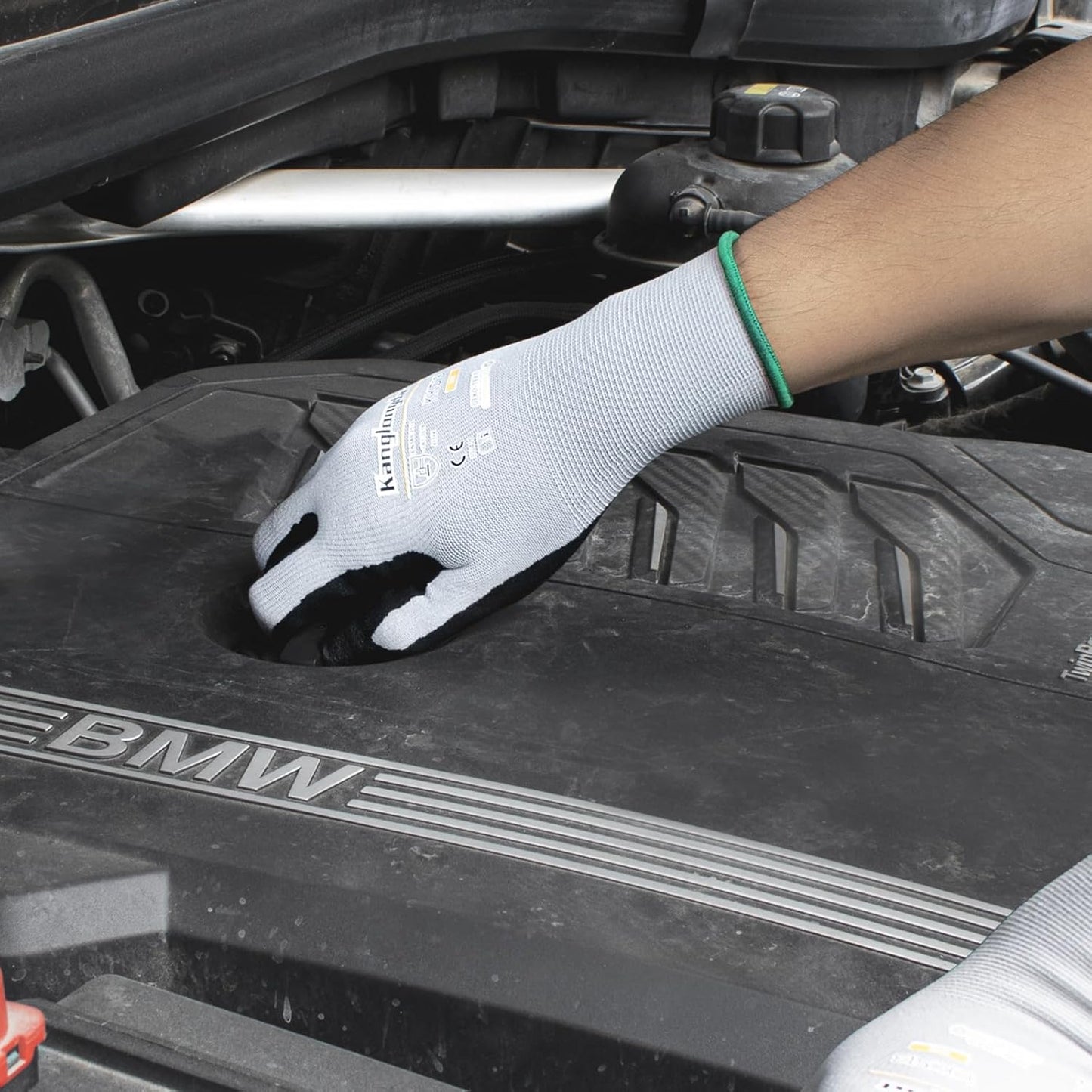 3-Paris Medium Work Gloves for Men and Women, Nitrile Coated Safety Protective Gloves with Grip, Ideal for Gardening, Warehouse, Mechanic, Light Duty Construction Work