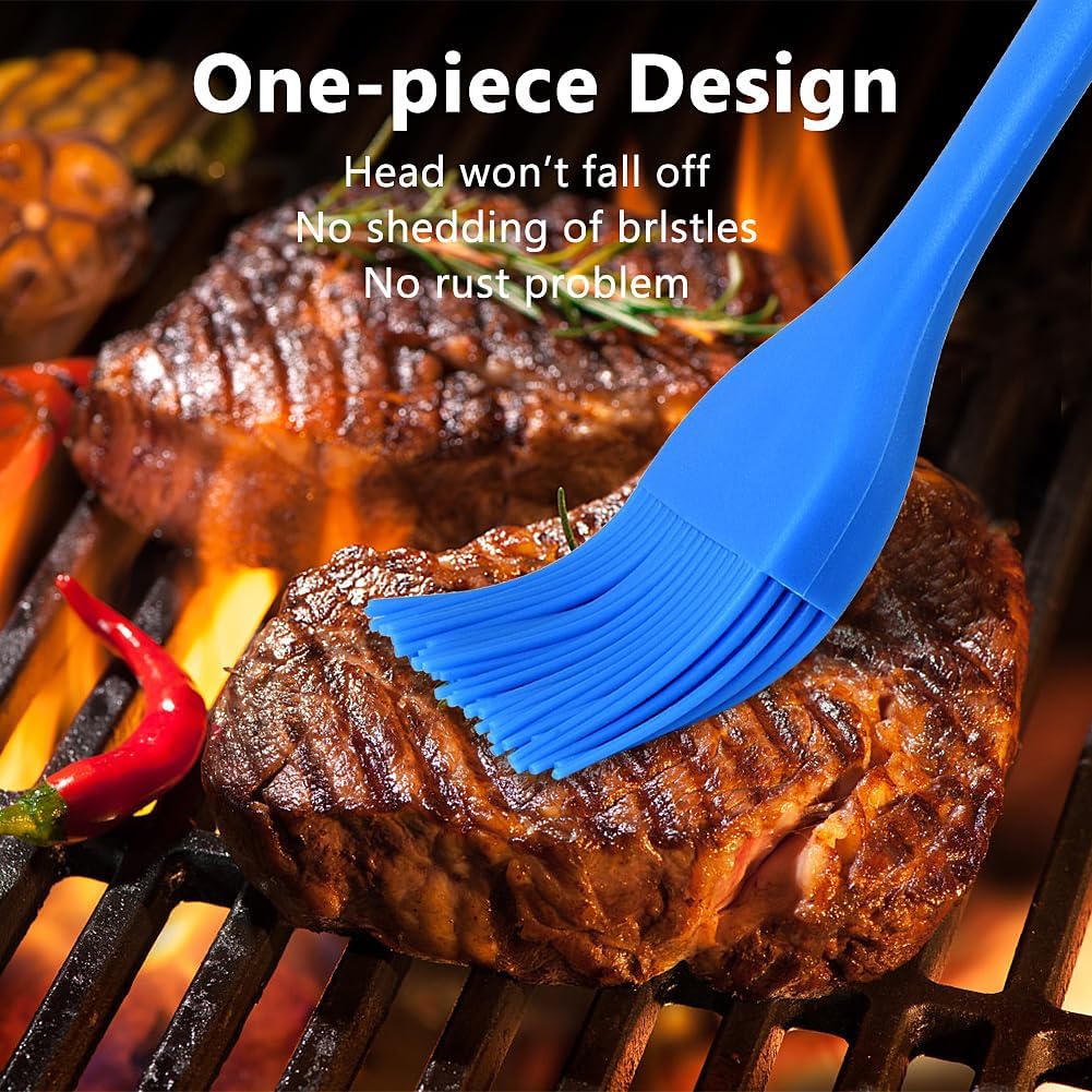 Silicone Basting Pastry Brush Set 2 Pack Heat Resistant Spread Oil Butter Sauce for BBQ Grill Barbeque Kitchen Baking Cooking Pastries, 1 Large & 1 Small
