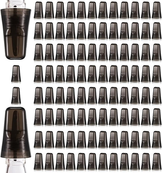 Chengu 100 Pieces Liquor Bottle Covers Pour Spout Covers Bar Toppers for Bottles Universal Pour Dispenser Dust Translucent Silicone Rubber Spout Caps for Bar Home Kitchen Tools Supplies (Black)
