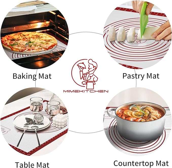 Silicone Baking Mat, Non Stick Pastry Mat Sheet for Dough Rolling, Nonslip Fondant/Pie Crust Mat, Counter Mat Oven Liner Mat for Making Cookies Macarons Bread Baking Supplies Extra Large 26 x 16 Inch