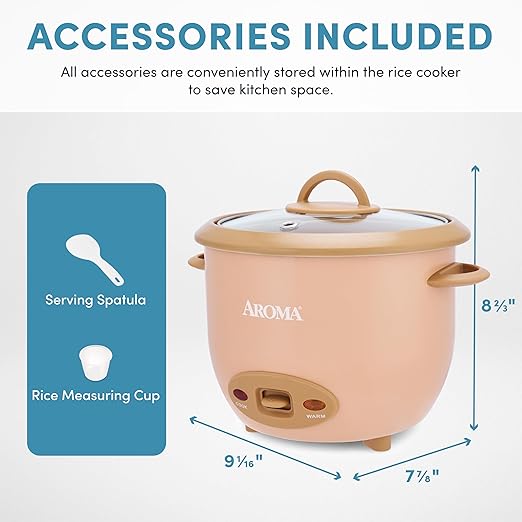 AROMA® 6-Cup (Cooked) One-Touch Pot Style Rice Cooker with CoreCoat™ PFAS-Free Nonstick Ceramic Surface (1.5 Quarts)